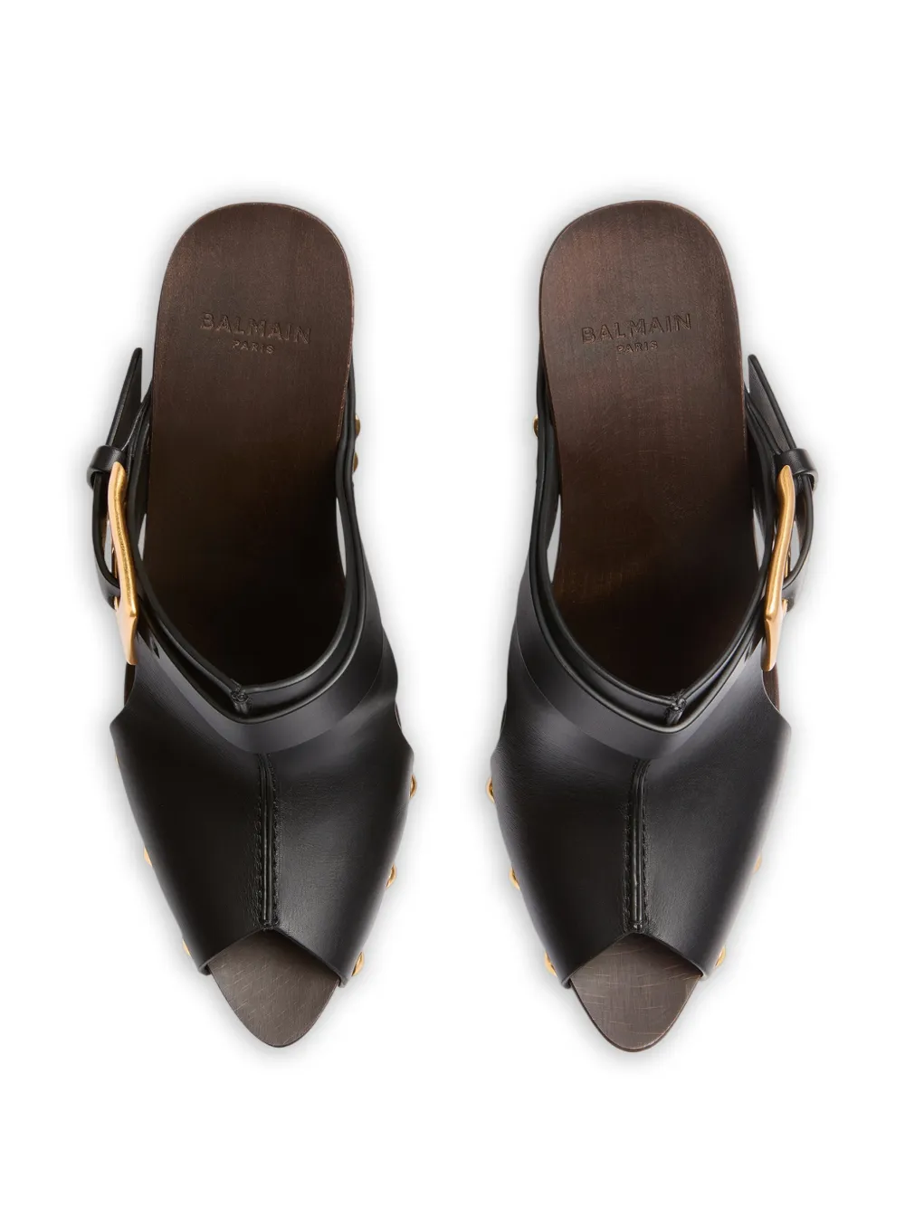 Balmain Anthem Wedge gladde leren muiltjes Zwart
