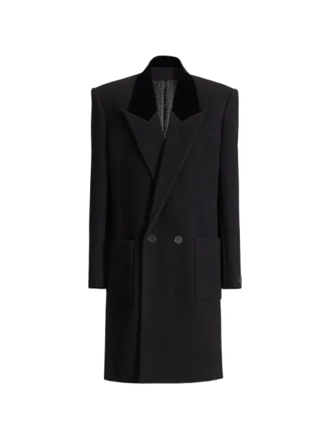 Balmain long wool and velvet coat