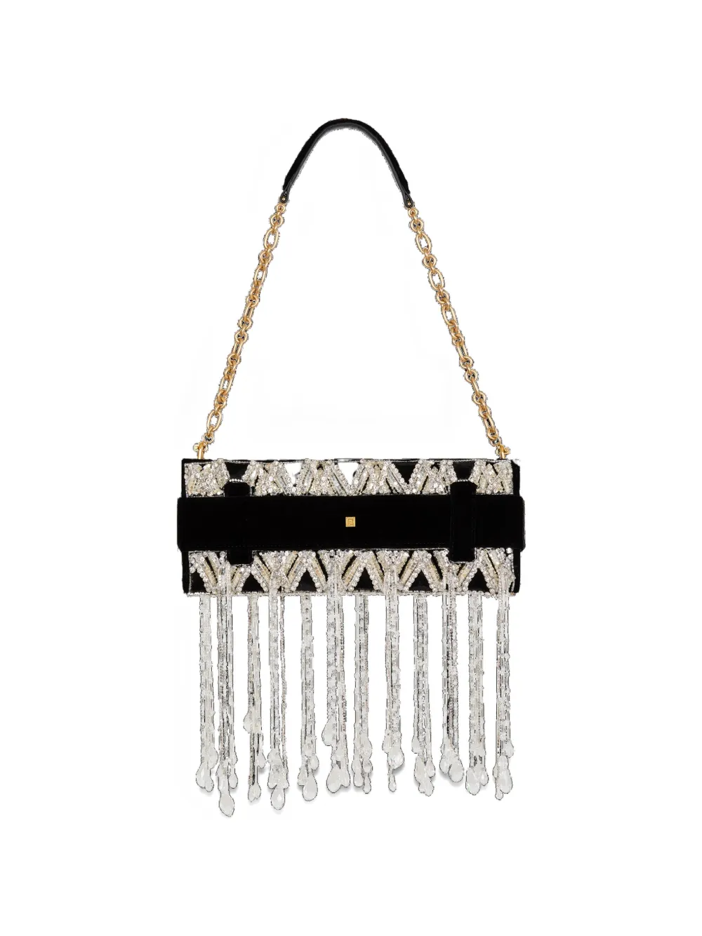 Balmain Anthem clutch in geborduurd fluweel Zwart