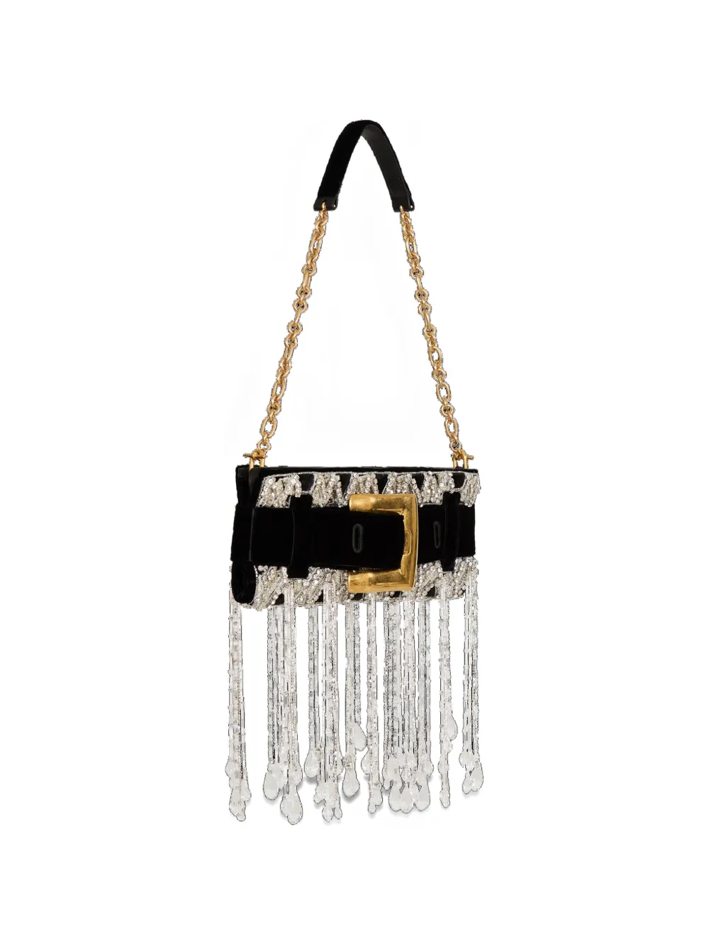 Balmain Anthem clutch in geborduurd fluweel Zwart
