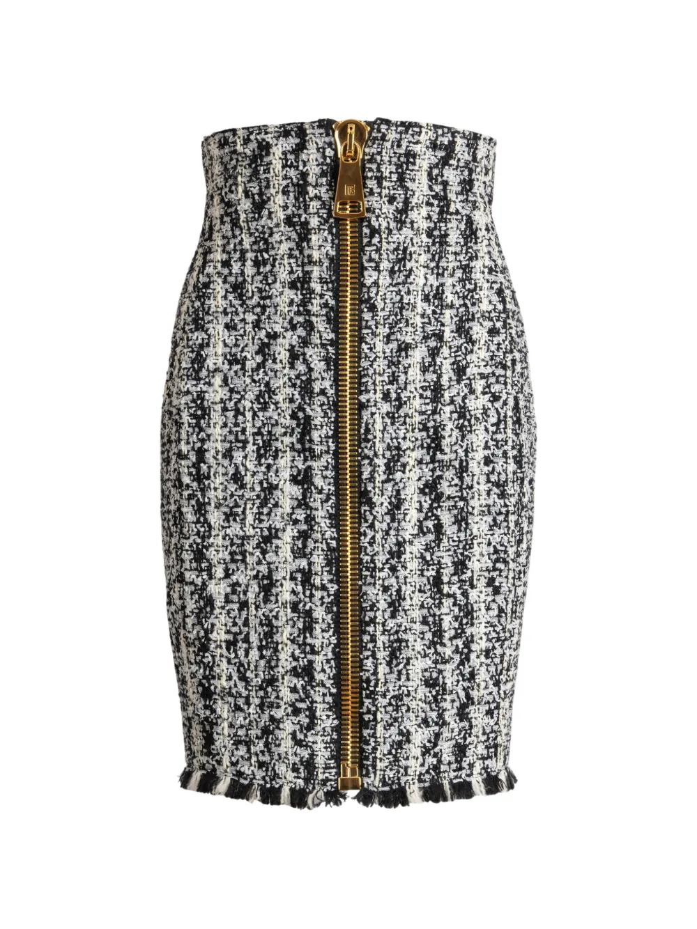 Balmain Gonna bicolore in tweed con zip - Nero