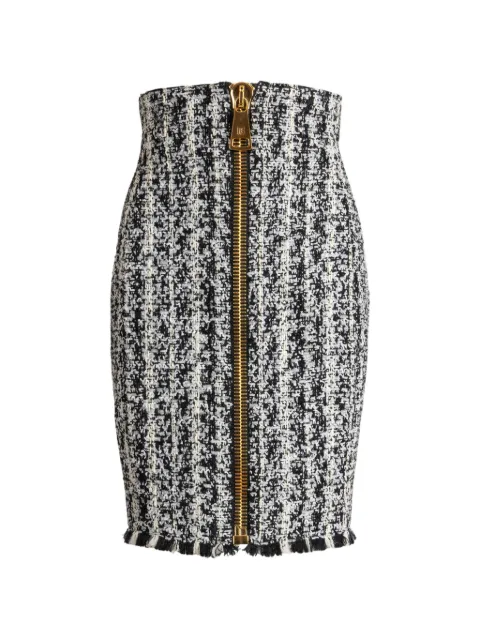 Balmain zipped two-tone tweed skirt