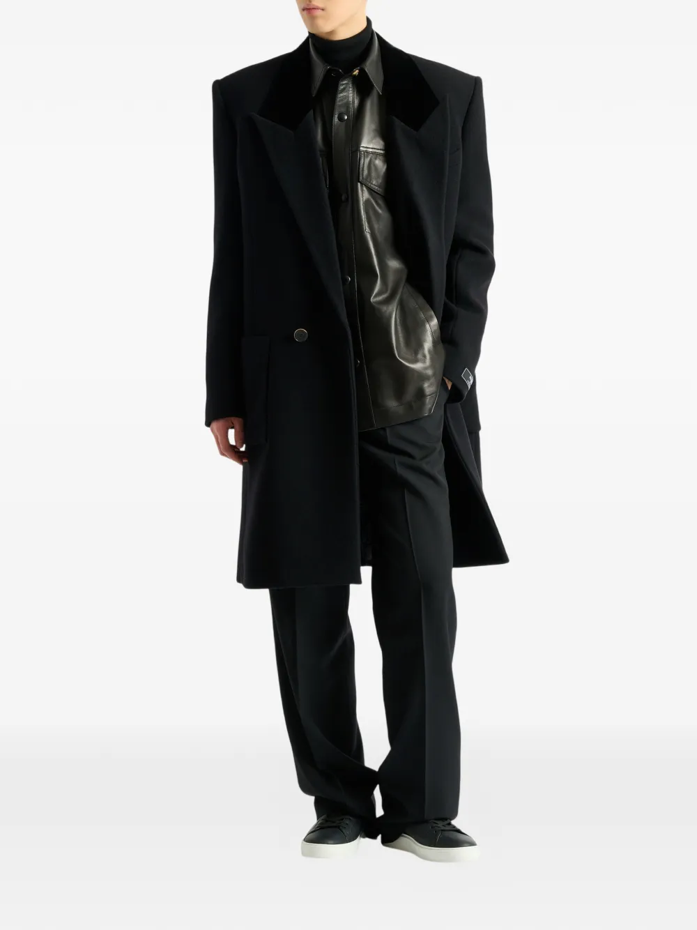 Balmain Leather Overshirt In Black