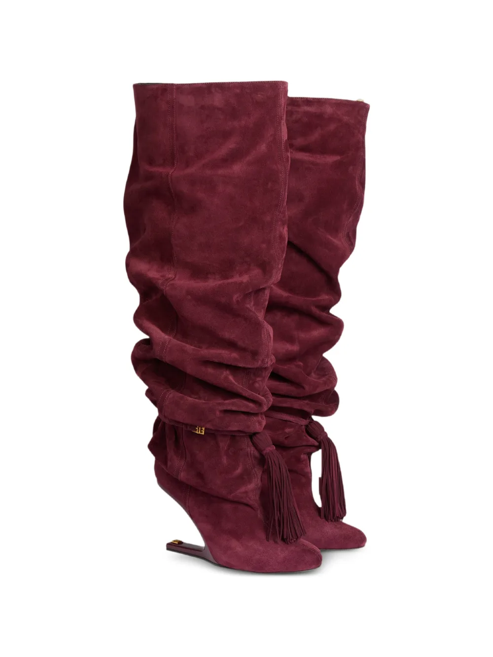 Balmain No Wedge suède leren laarzen met kwastje Rood
