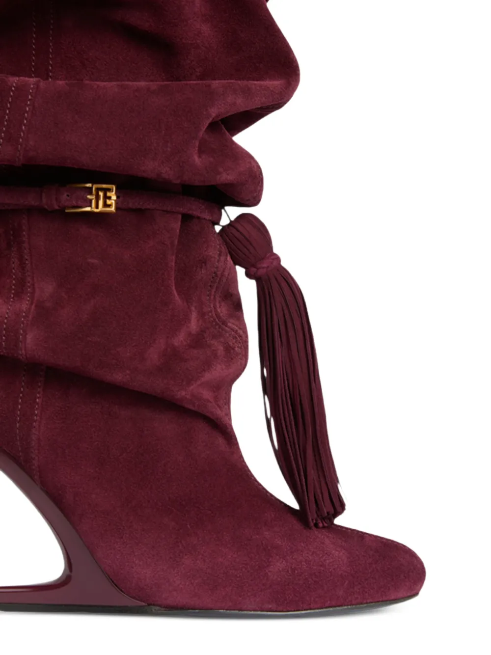 Balmain No Wedge suède leren laarzen met kwastje Rood