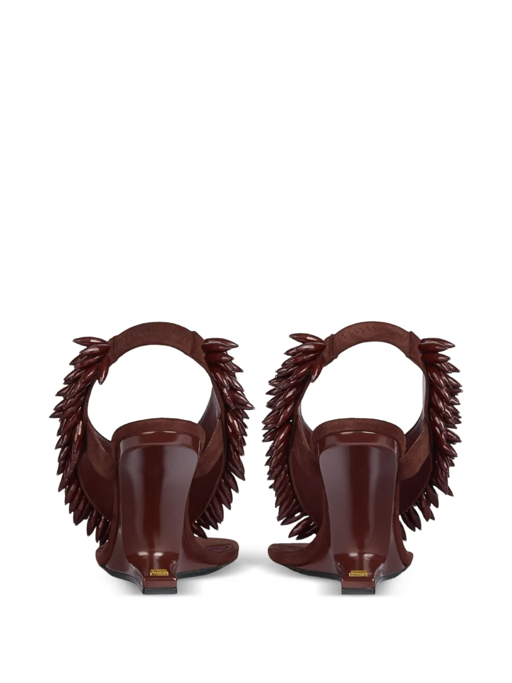 Balmain No Wedge suède sandalen met kralen Bruin