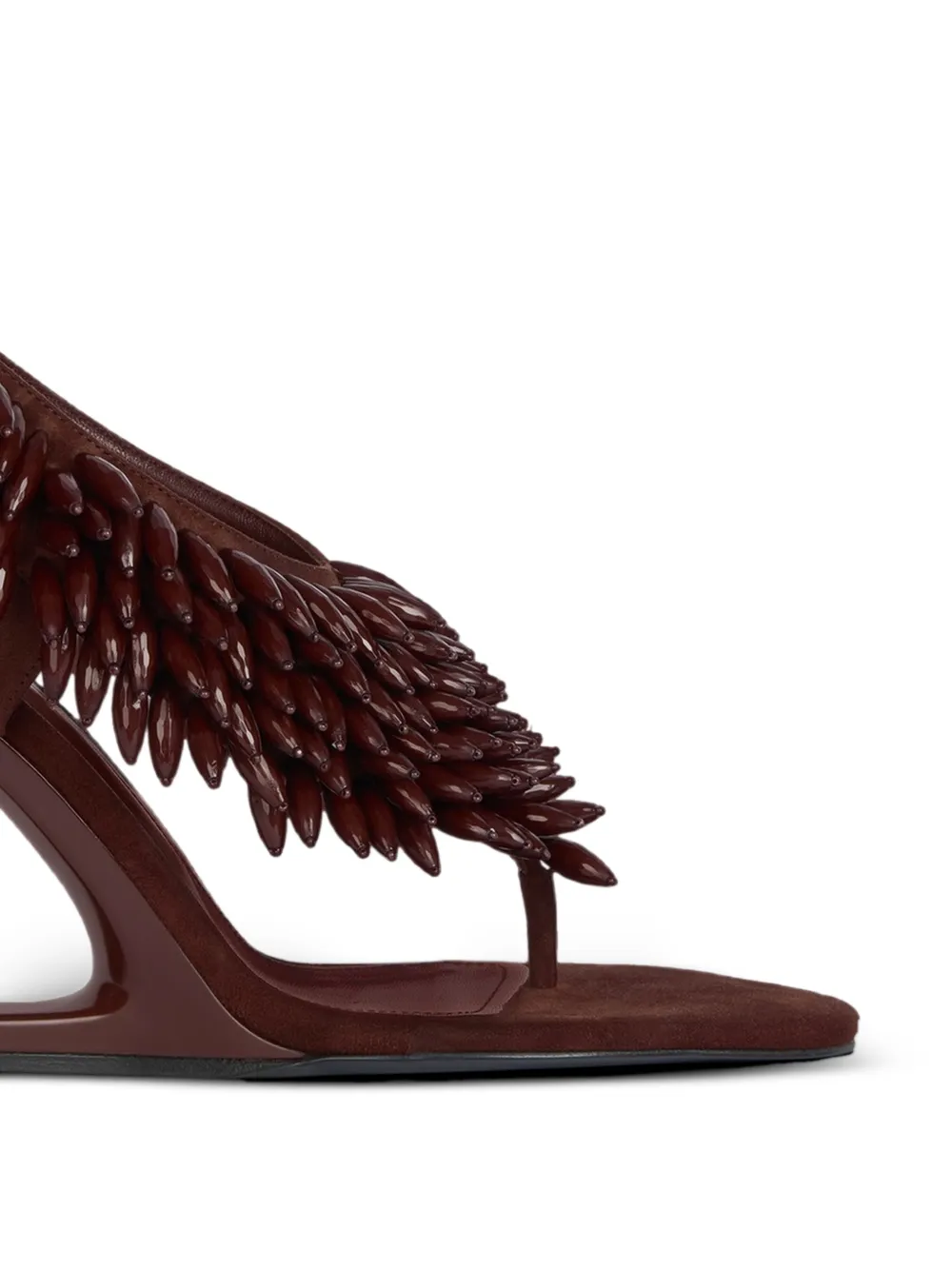 Balmain No Wedge suède sandalen met kralen Bruin