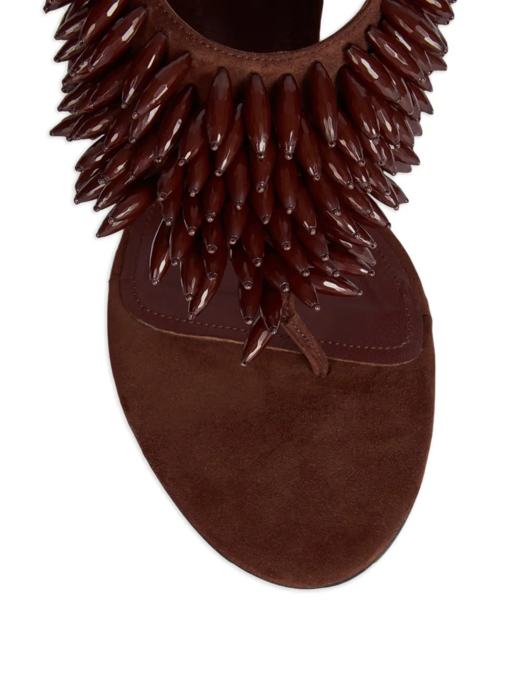 Balmain No Wedge suède sandalen met kralen Bruin