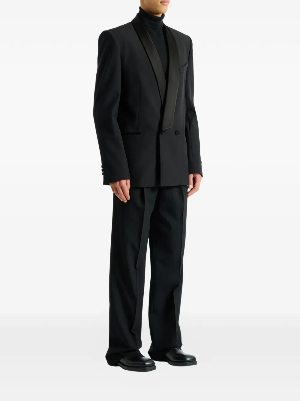 Balmain Wollen en satijnen blazer met twee knopen Zwart
