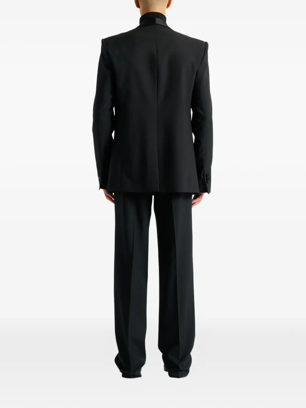 Balmain Wollen en satijnen blazer met twee knopen Zwart
