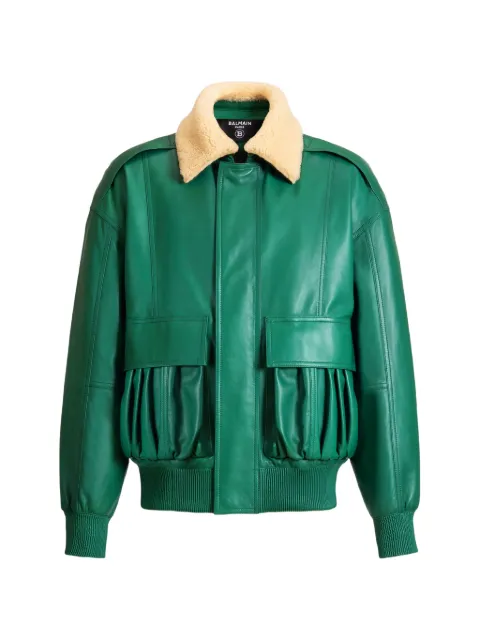 Balmain chamarra bomber de piel