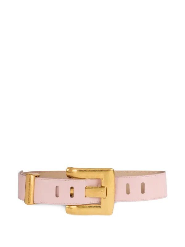 Balmain Anthem Smooth Leather Belt in Pink
