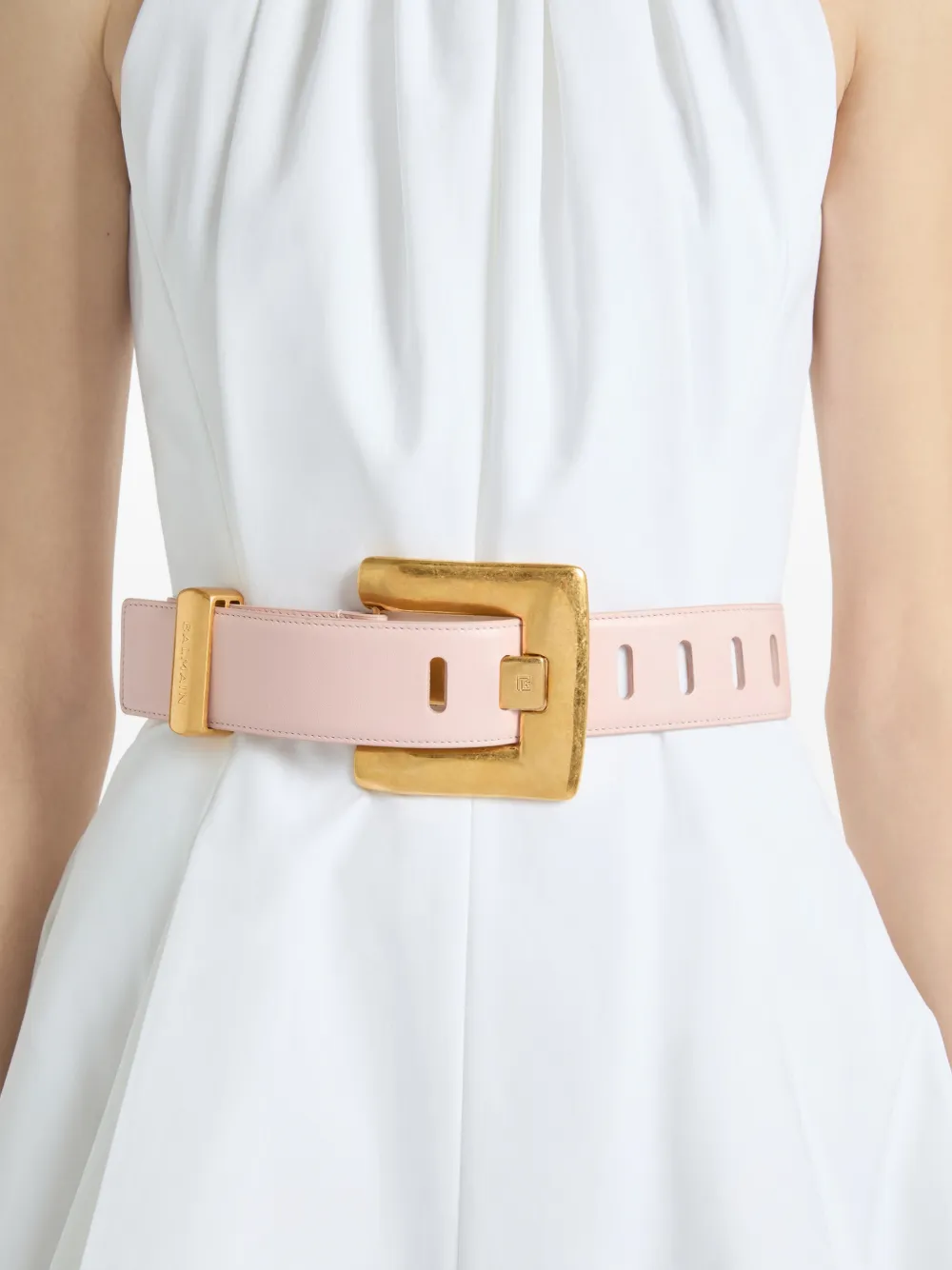 Balmain Anthem gladde leren riem Roze