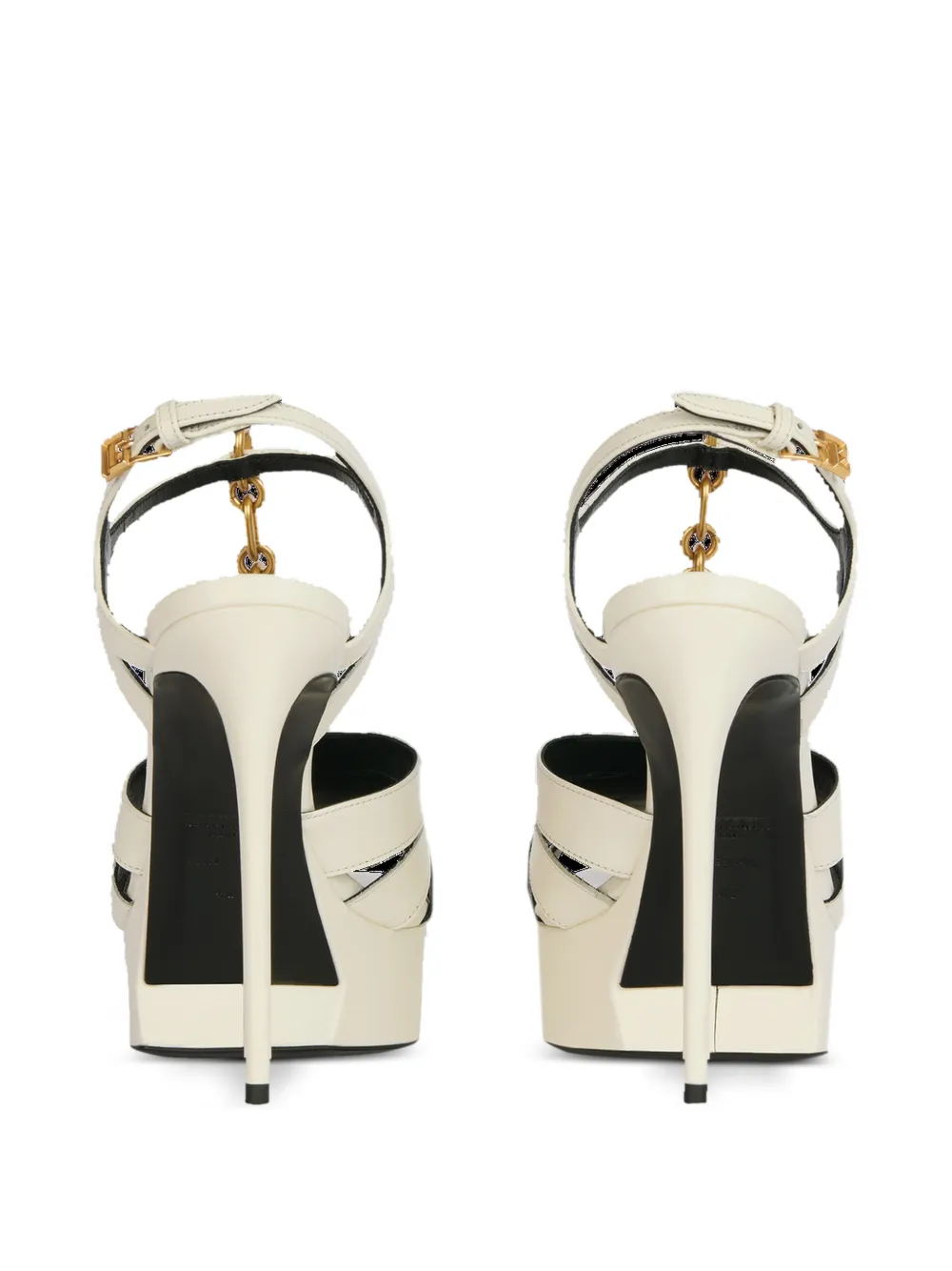 Balmain Sync Platform Sandals In Smooth Leather In Neutral