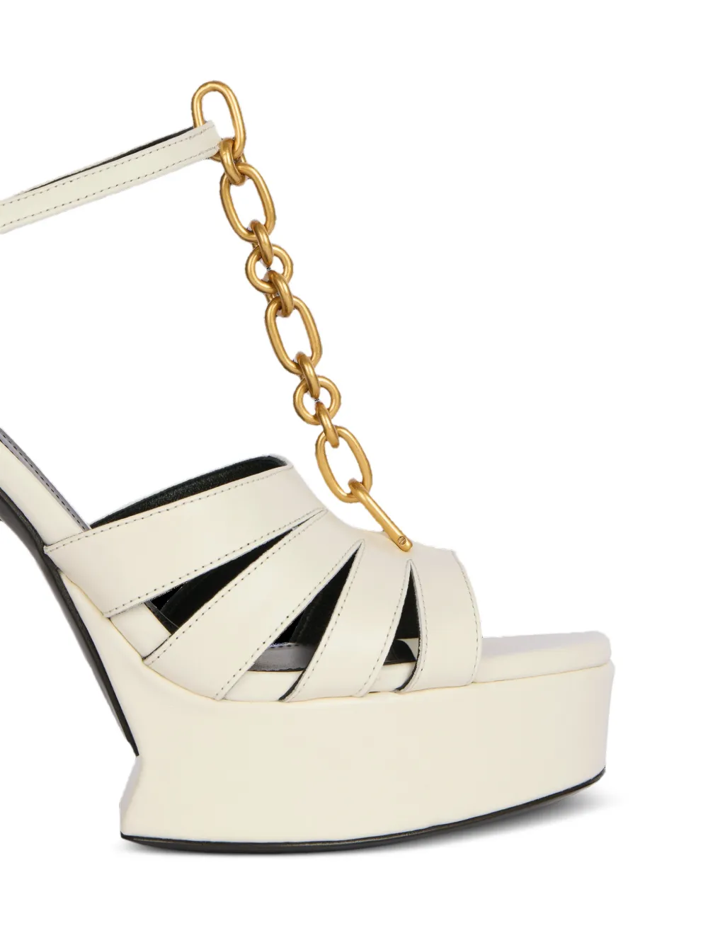 Balmain Sync Platform Sandals In Smooth Leather In Neutral