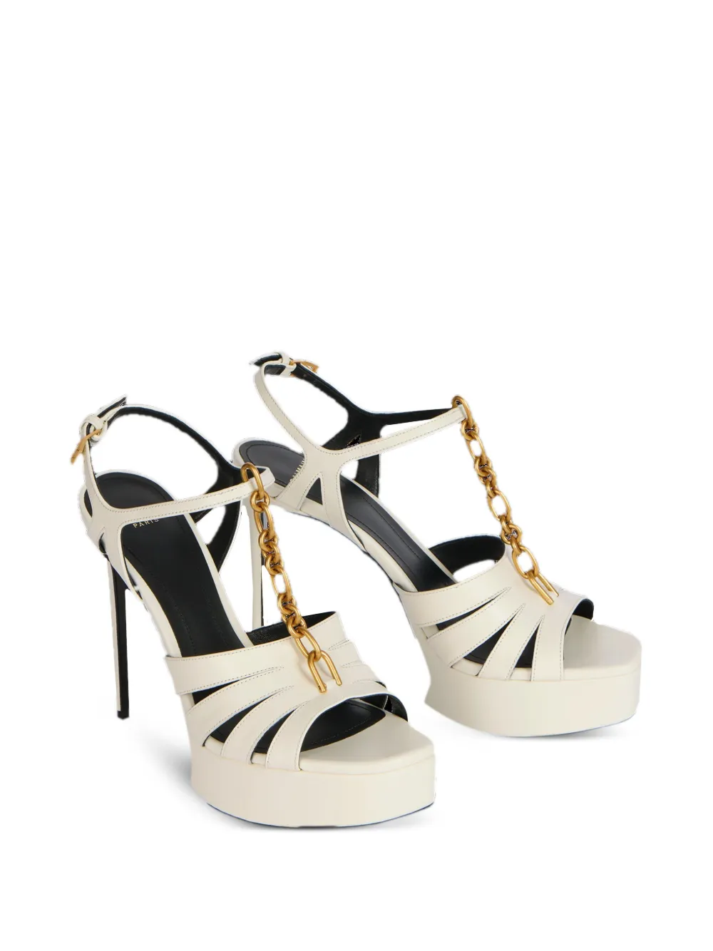 Balmain Sync Platform Sandals In Smooth Leather In Neutral