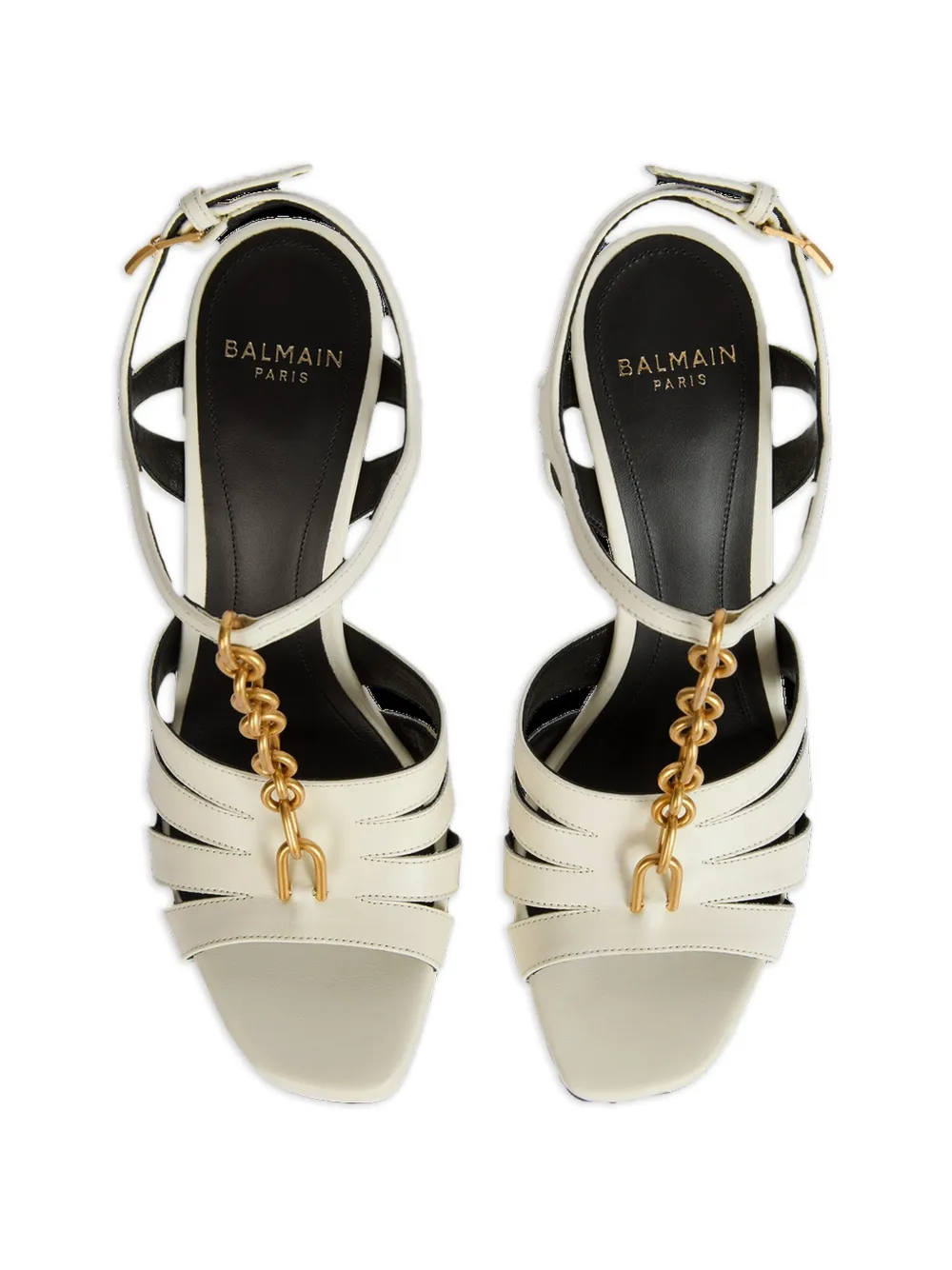 Balmain Sync Platform Sandals In Smooth Leather In Neutral