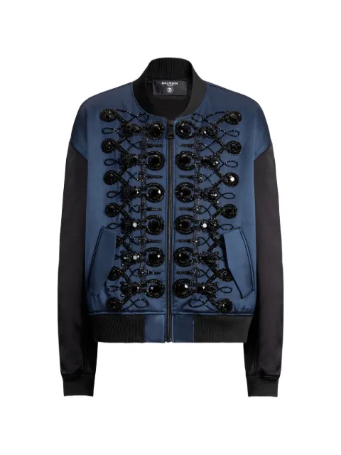 Balmain satin bomber jacket with frogging