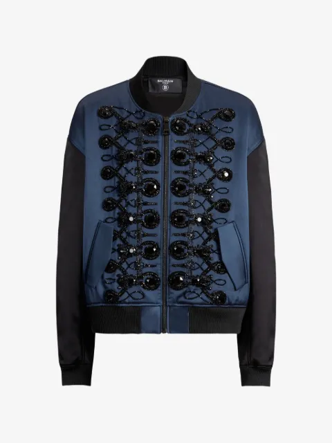 Balmain satin bomber jacket with frogging