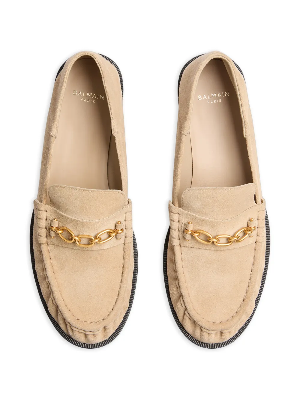 Balmain Sync suède leren loafers Beige