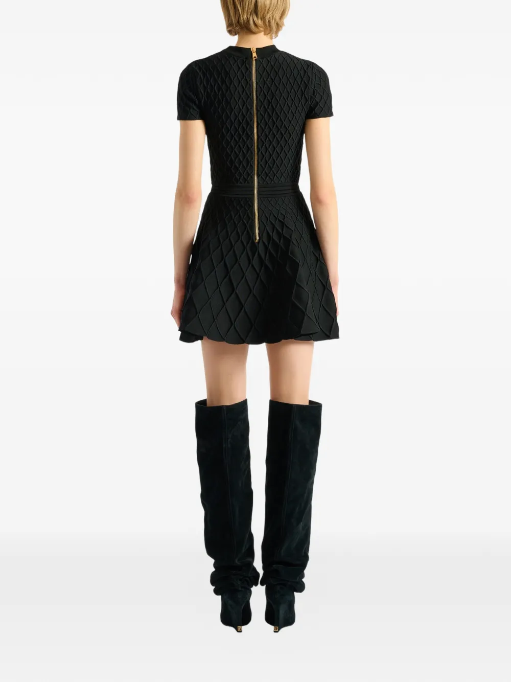 Balmain Flared gebreide jurk Zwart