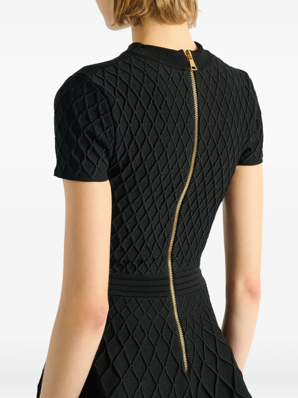 Balmain Flared gebreide jurk Zwart