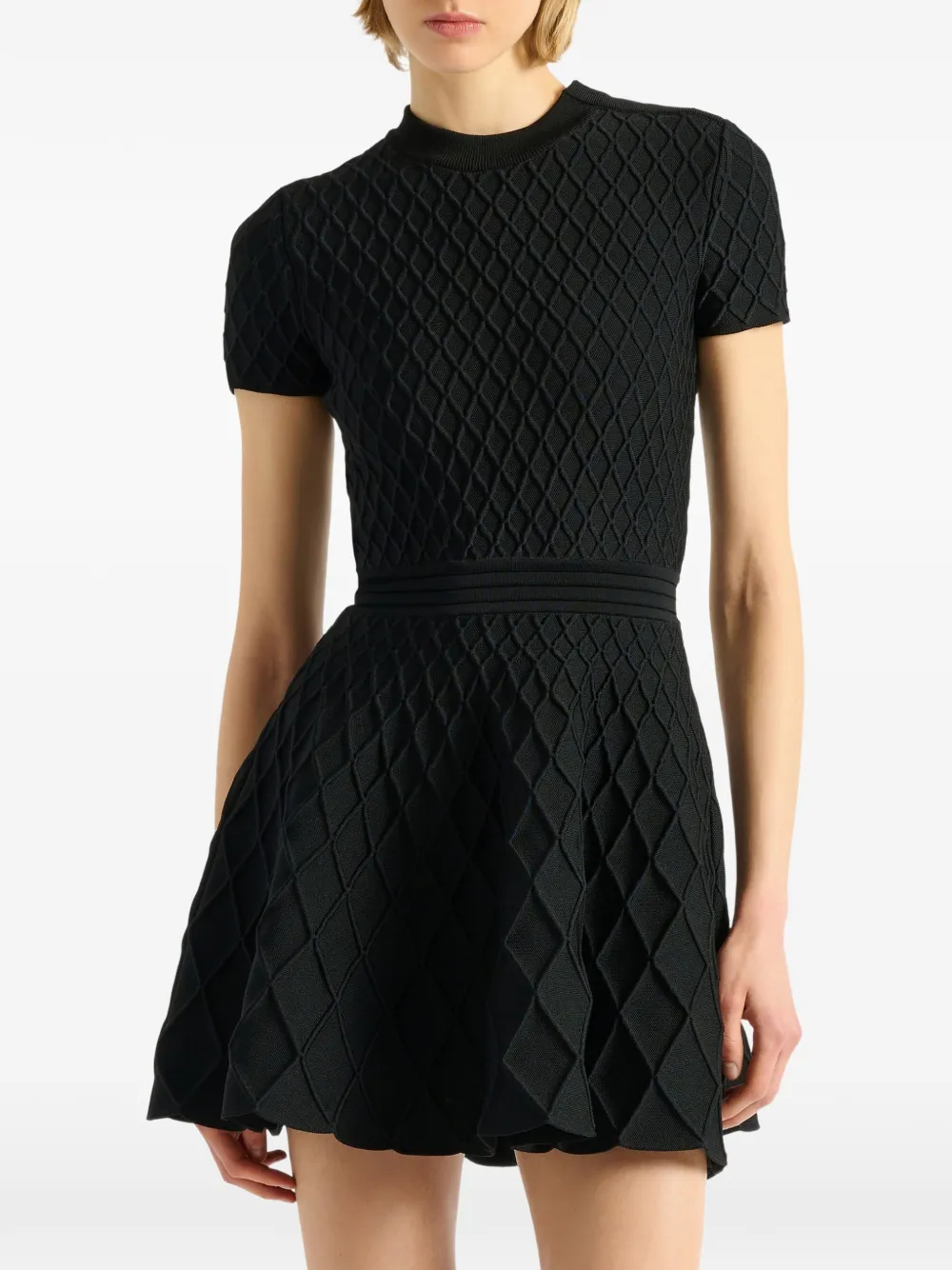 Balmain Flared gebreide jurk Zwart