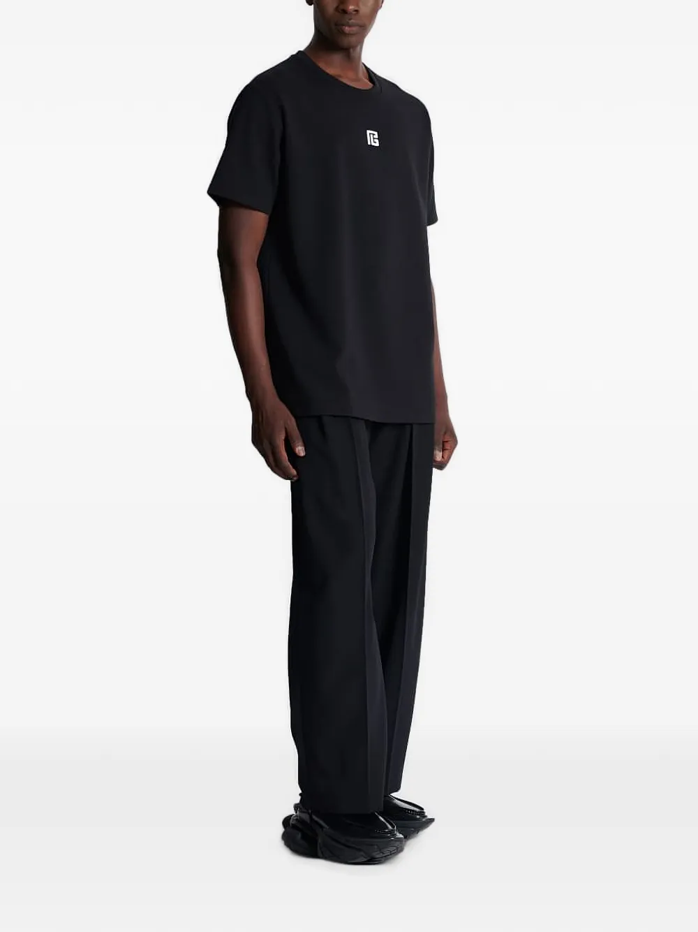 Balmain T-shirt met geborduurd logo Zwart