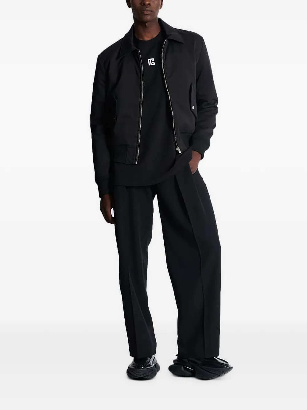 Balmain T-shirt met geborduurd logo Zwart
