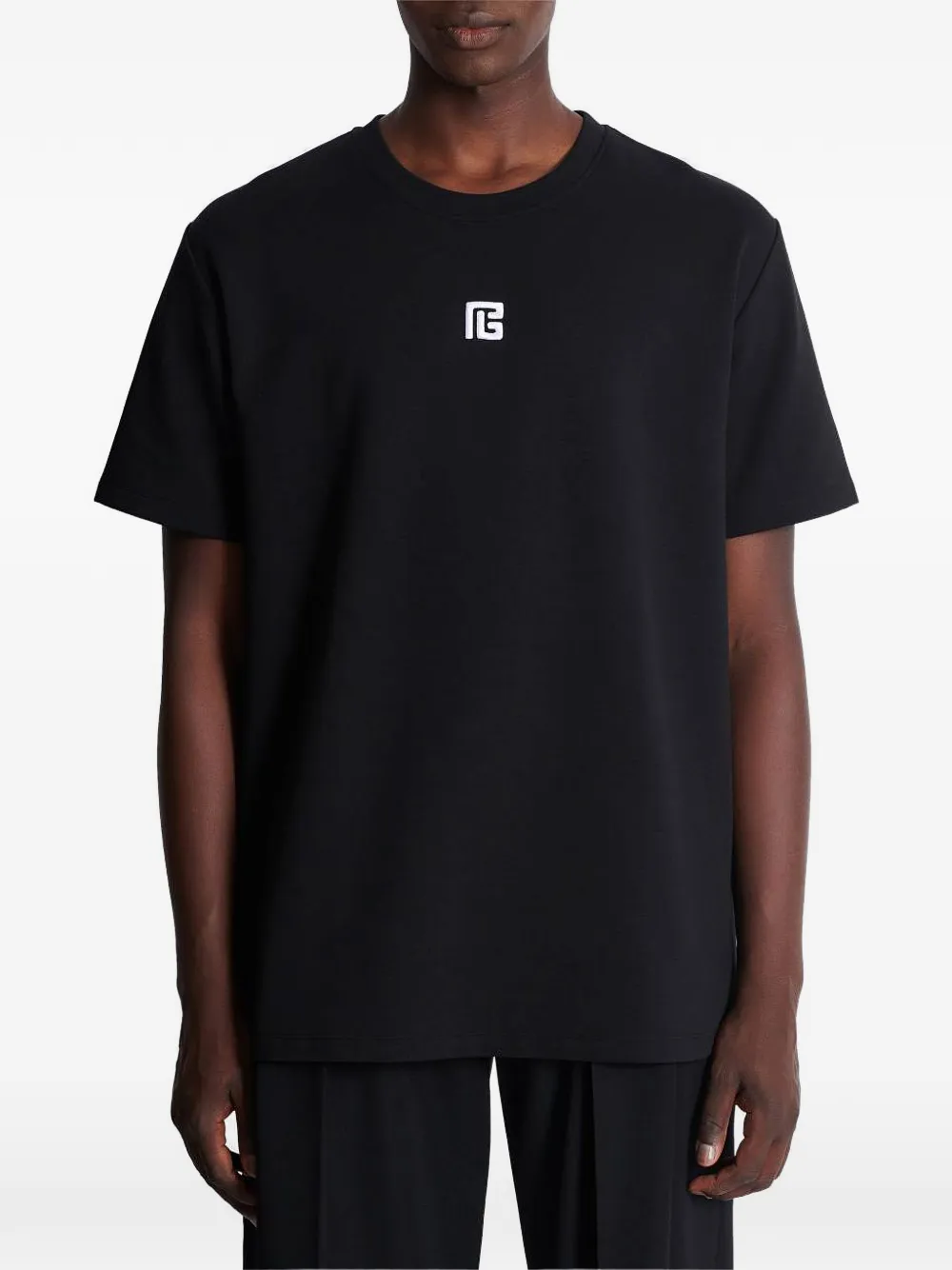Balmain T-shirt met geborduurd logo Zwart