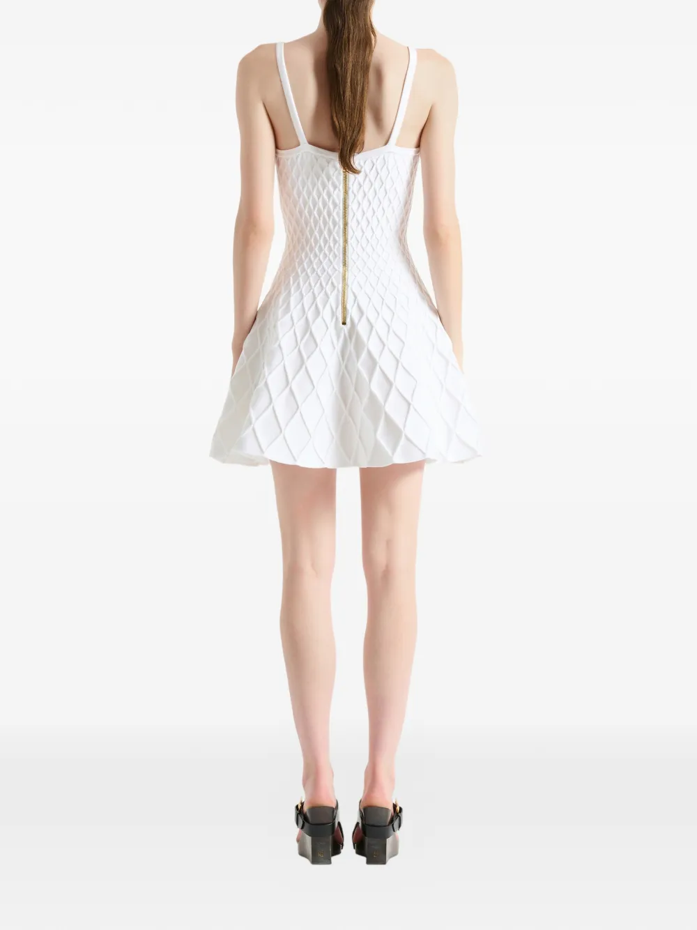 Balmain Flared gebreide jurk Wit