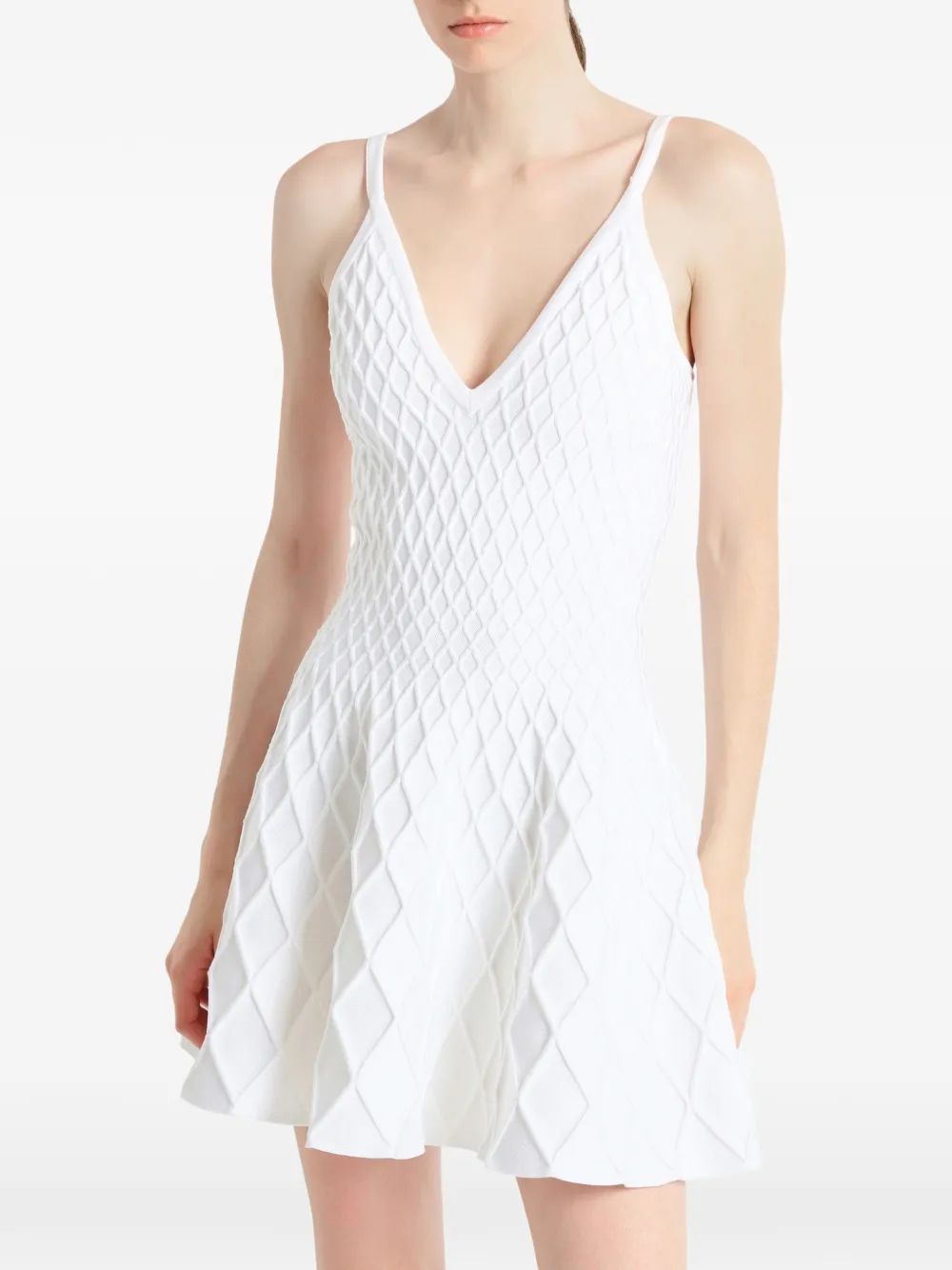 Balmain Flared gebreide jurk Wit