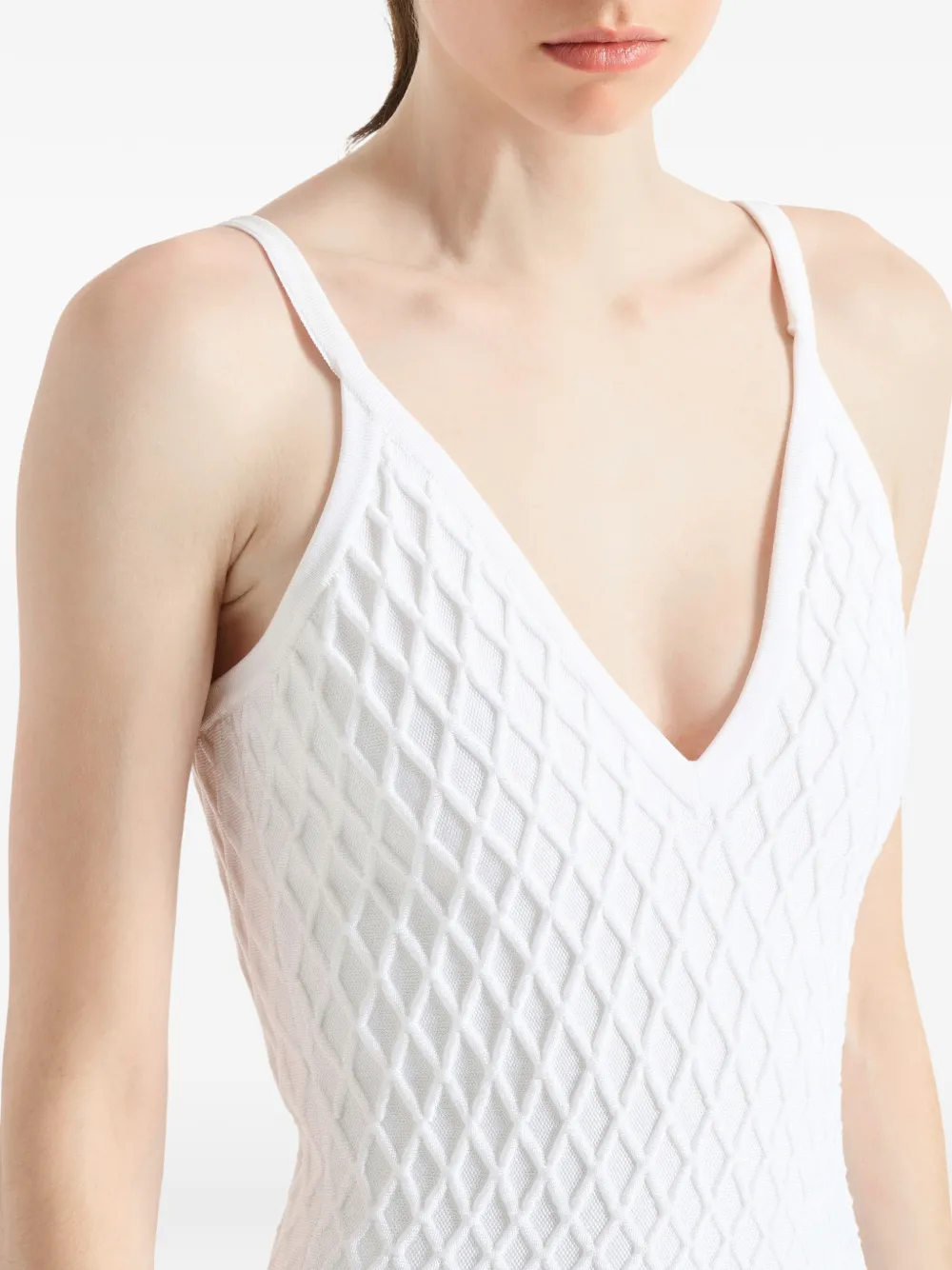 Balmain Flared gebreide jurk Wit