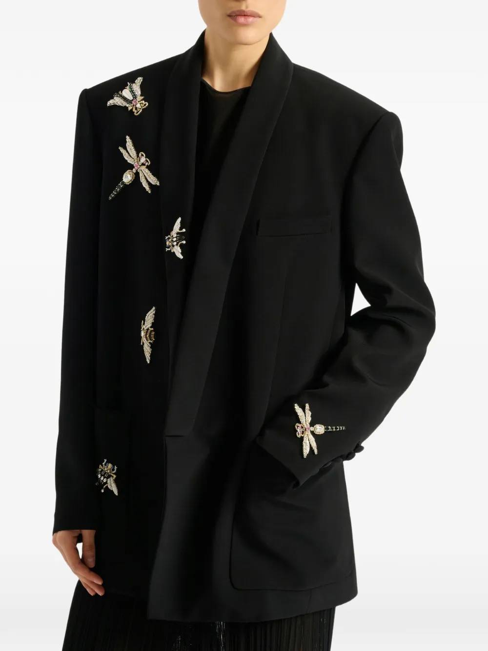 Balmain Embroidered Insect Jacket In Black