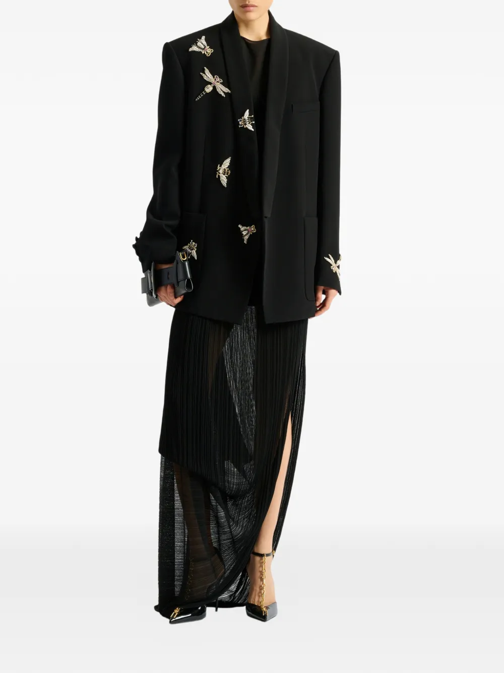Balmain Embroidered Insect Jacket In Black