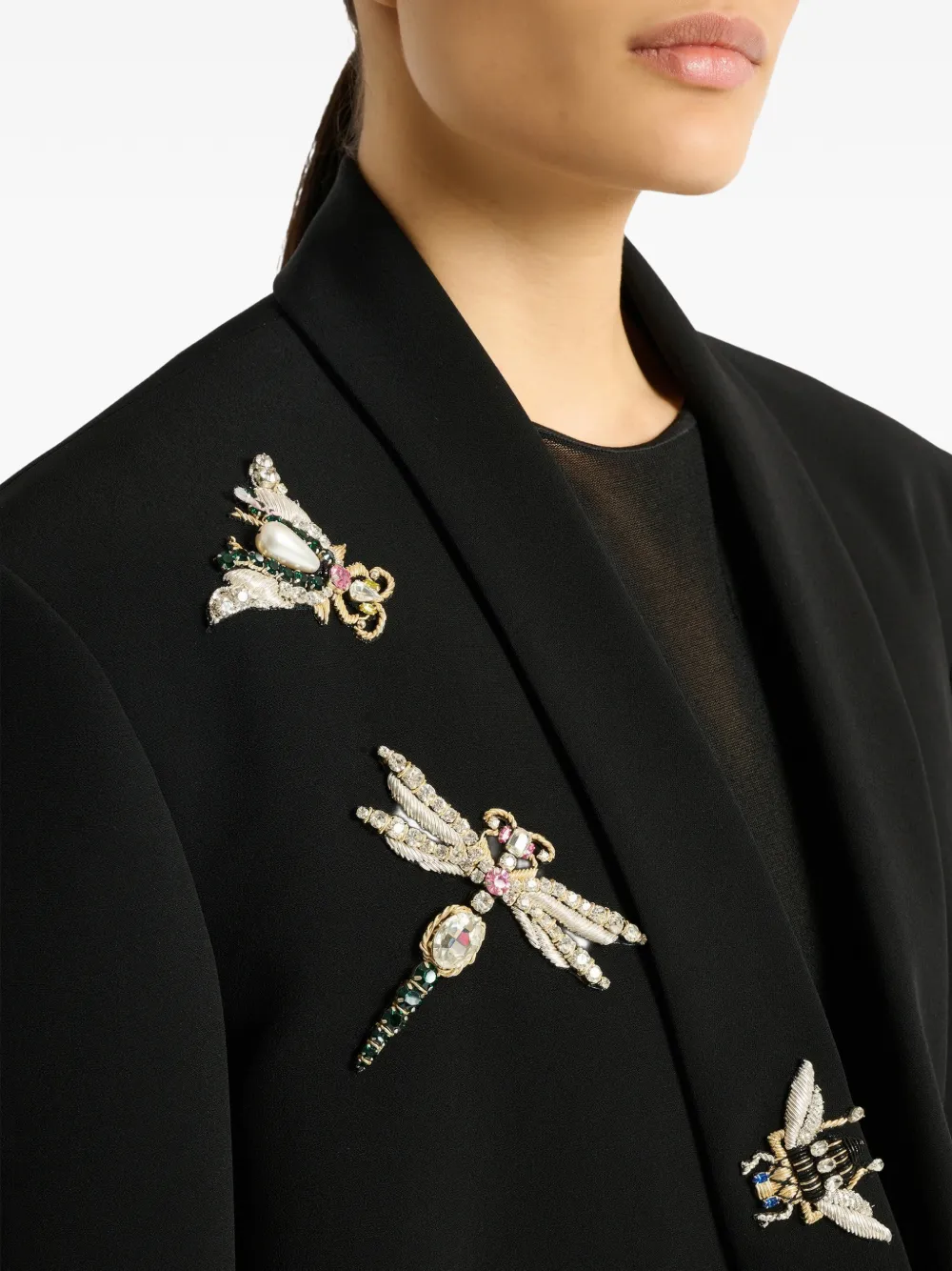 Balmain Embroidered Insect Jacket In Black