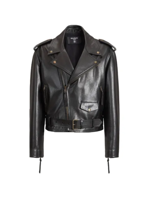 Balmain textured leather biker jacket