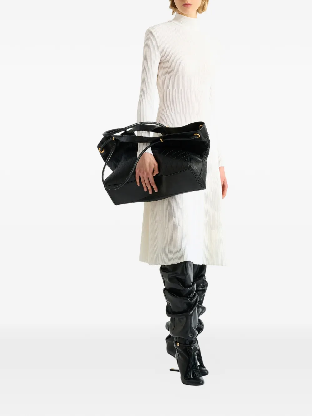 Balmain Ribgebreide maxi-jurk Wit