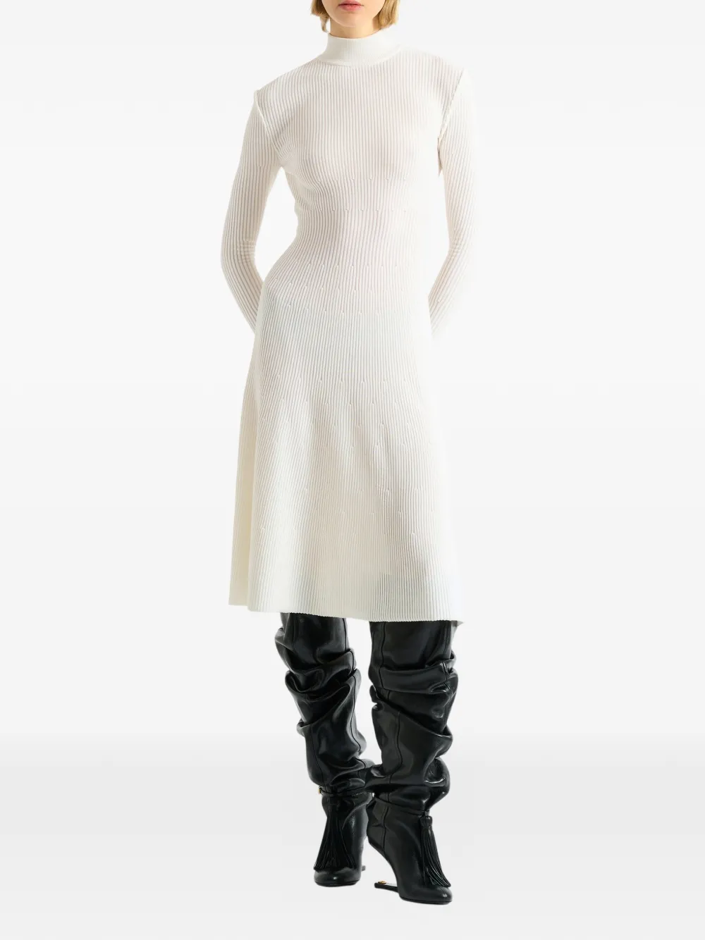 Balmain Ribgebreide maxi-jurk Wit