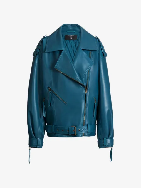 Balmain lambskin leather biker jacket