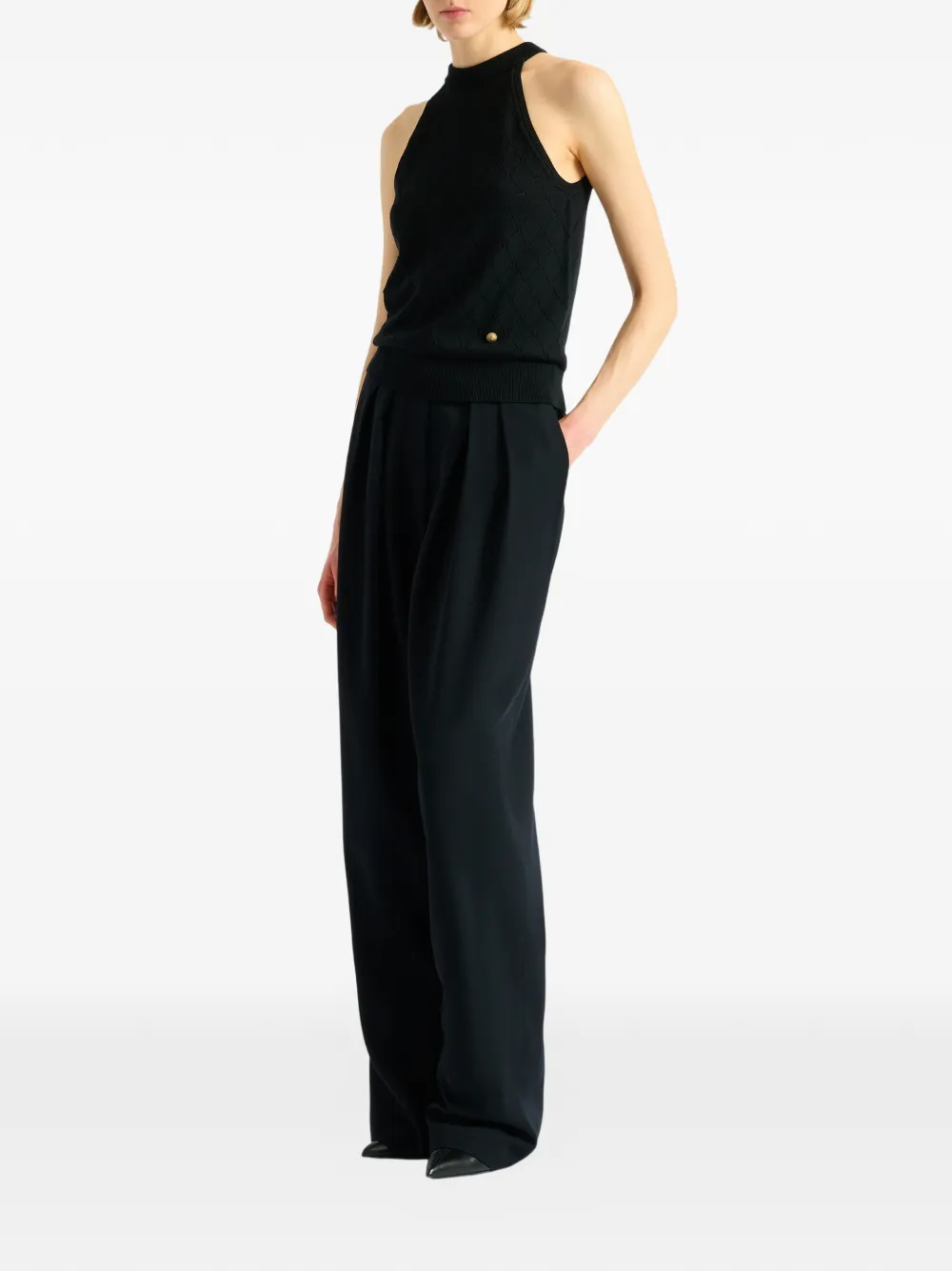 Balmain Mouwloze gebreide top Zwart