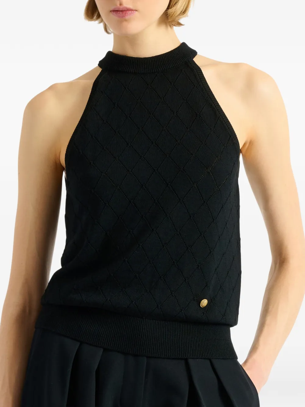 Balmain Mouwloze gebreide top Zwart