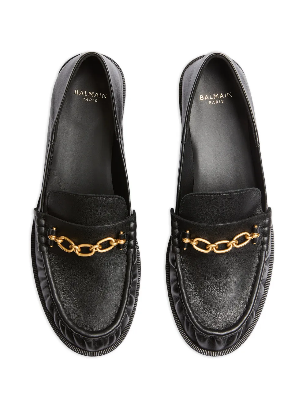 Balmain Sync gladde leren loafers Zwart