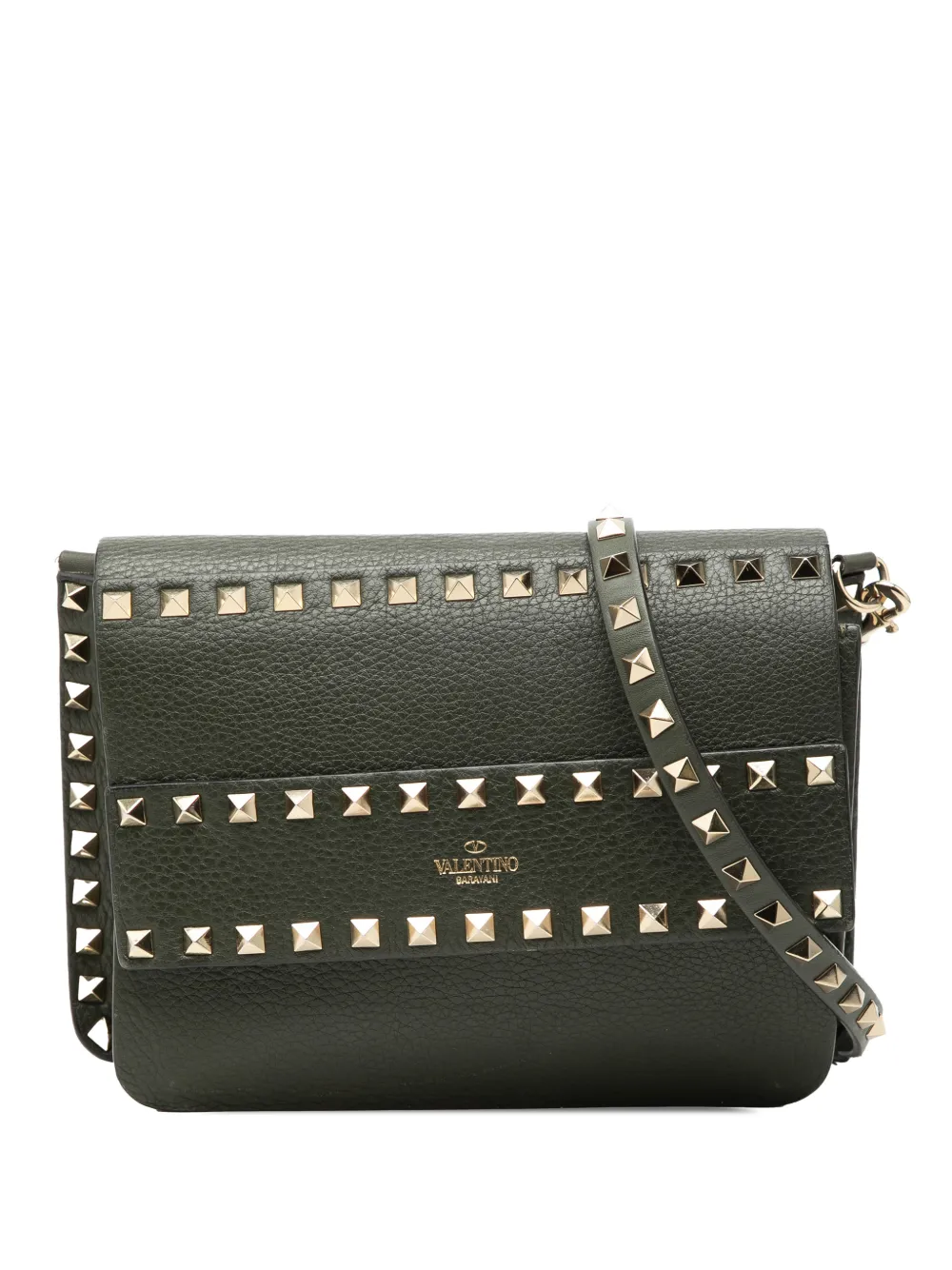 Valentino Garavani Pre-Owned 2018-2026 Grained Calfskin Rockstud Side Slip crossbody bag - Verde