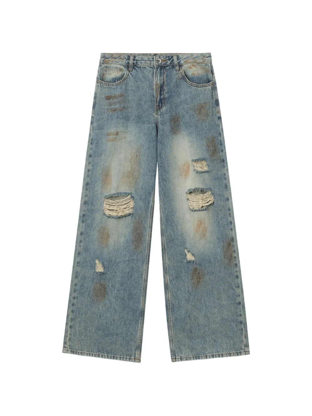 tout a coup distressed wide-leg denim jeans - Blu