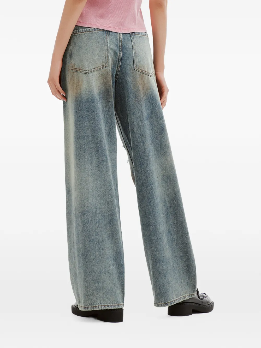 tout a coup Gerafelde denim jeans met wijde pijpen Blauw