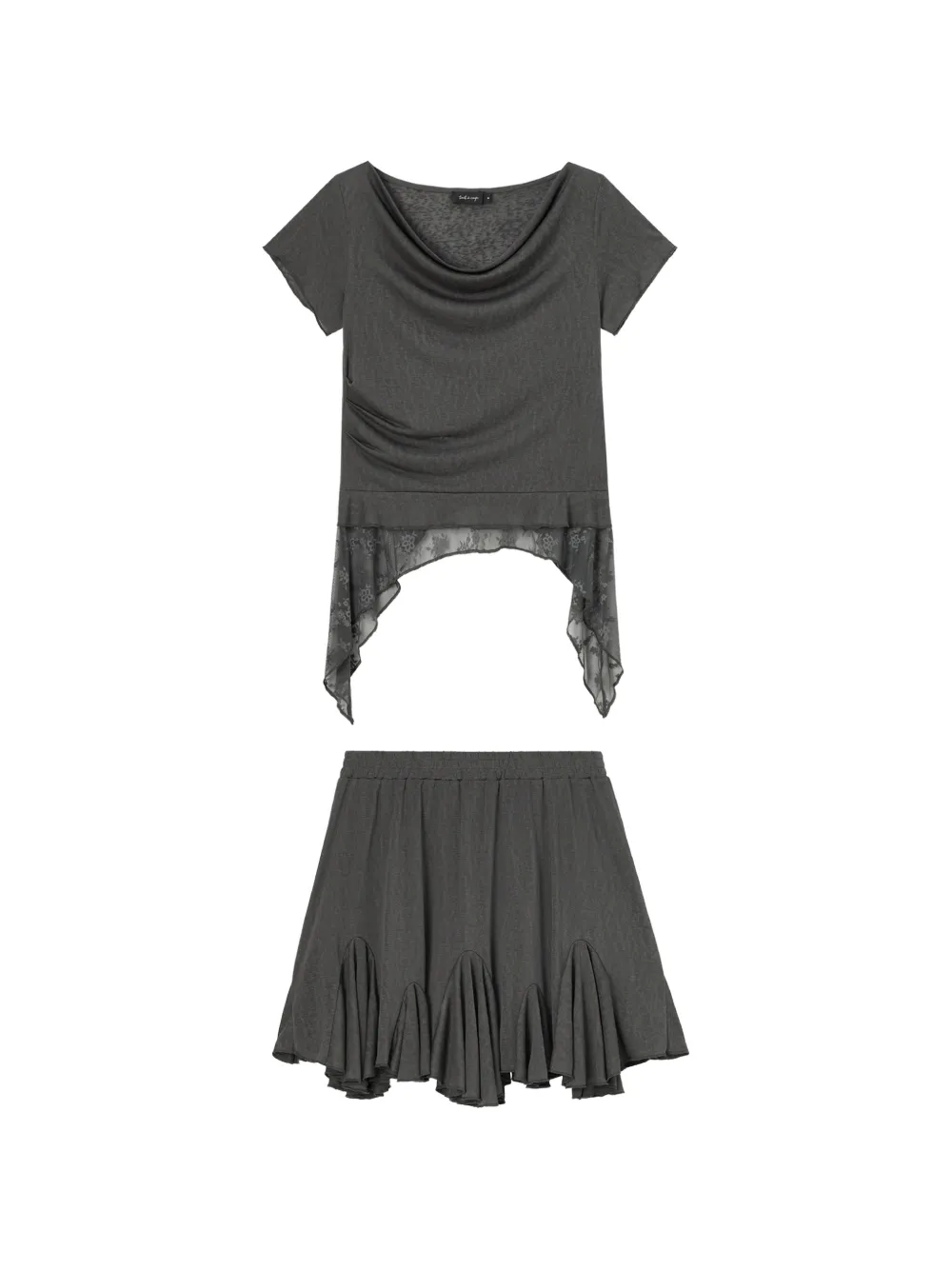 tout a coup lace-trim ruffled mini dress - Grau