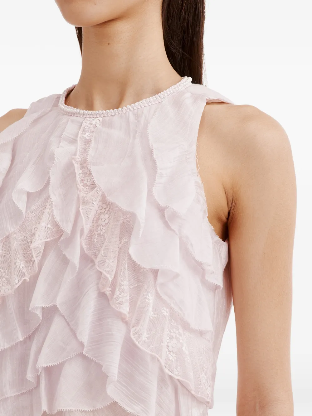 b+ab Blouse met kanten vlak en ruches Paars