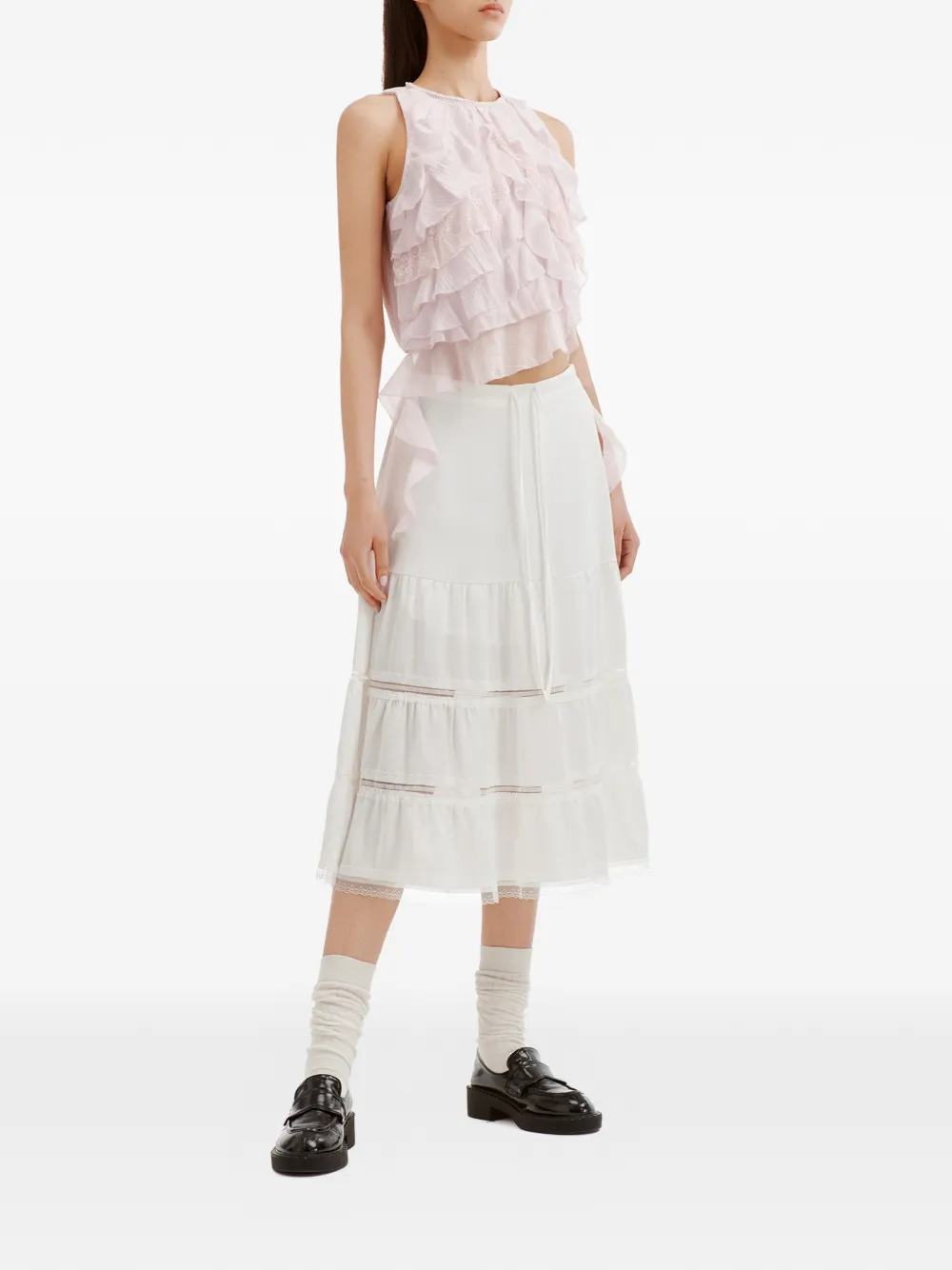 b+ab Blouse met kanten vlak en ruches Paars