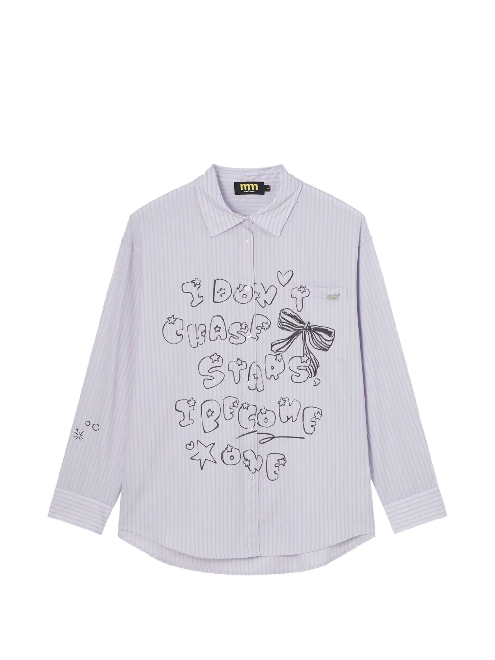 Mini Cream striped graphic-print shirt - Viola